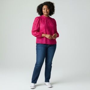 Simons - Fuchsia Textured Long Sleeve Blouse - S